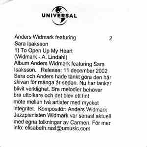 Anders Widmark Featuring Sara Isaksson - To Open Up My Heart