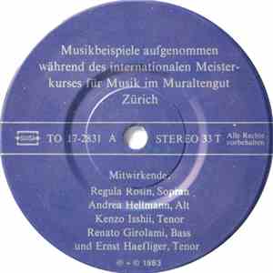 Unknown Artist - Musikbeispiele Aufgenommen Während Des Internationalen Meisterkurses Für Musik Im Muraltengut Zürich