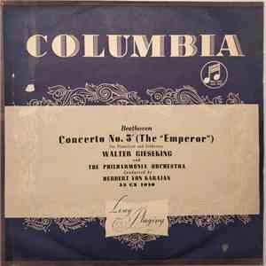 Beethoven - Walter Gieseking - Philharmonia Orchestra / Herbert Von Karajan - Piano Concerto No. 5 In E Flat, Op. 73