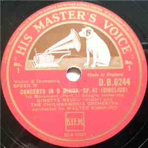 Ginette Neveu And The Philharmonia Orchestra Conducted By Walter Süsskind - Concerto In D Minor, Op. 47