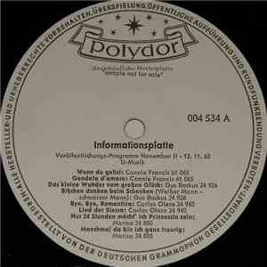Various - Informationsplatte Veröffentlichungsprogramm November II - 12.11.62 U-Musik