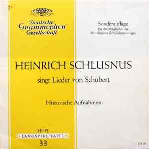 Franz Schubert, Heinrich Schlusnus - Heinrich Schlusnus Singt Lieder Von Schubert