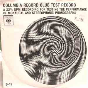 No Artist - Columbia Record Club Test Record